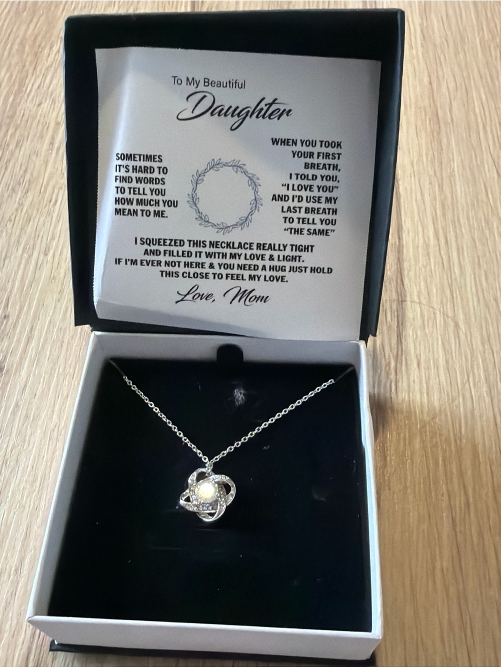 Daughter Pearl Knot Pendant Necklace - Silver
